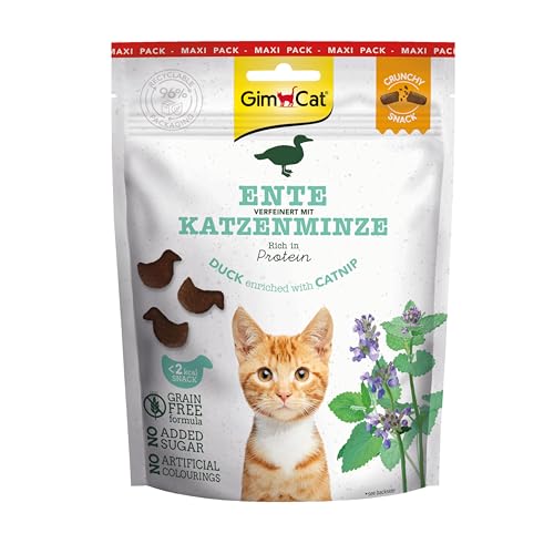 GimCat Crunchy Snacks Ente mit Katzenminze - Knuspriges und proteinreiches Katzenleckerli - 1 Beutel (1 x 140 g) von GimCat