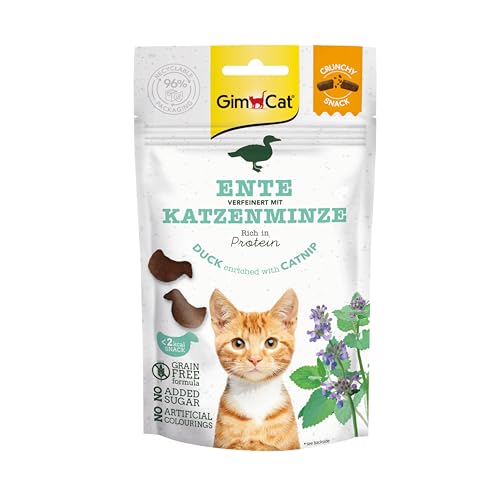 GimCat Crunchy Snacks Ente mit Katzenminze - Knuspriges und proteinreiches Katzenleckerli - 1 Beutel (1 x 50 g) von GimCat