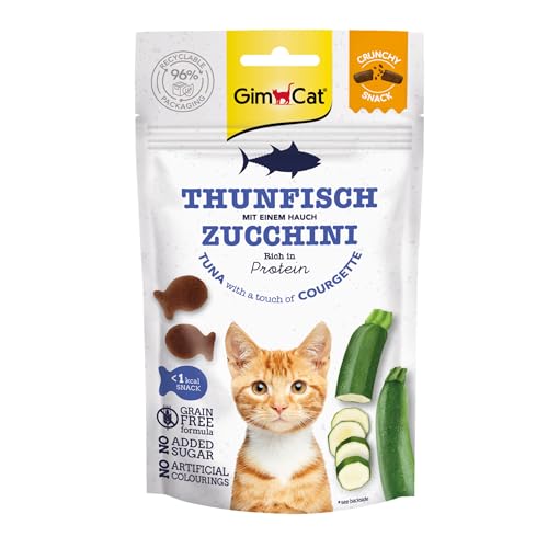 GimCat Crunchy Snacks Thunfisch & Zucchini - Knuspriges und proteinreiches Katzenleckerli - 1 Beutel (1 x 50 g) von GimCat
