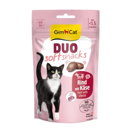 GimCat Duo Soft Snacks mit Rind mit Käse - Sichtbare Kombi aus Zwei leckeren Geschmacksrichtungen - 1 Beutel (1 x 50 g) von GimCat