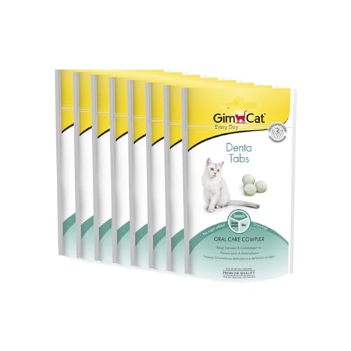GimCat Denta Tabs - Funktionaler Katzensnack unterstützt die Zahnpflege - 8er Pack (8 x 40 g) von GimCat