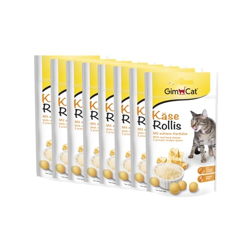 GimCat Käse Rollis - Getreidefreier und vitaminreicher Katzensnack mit echtem Hartkäse - 8er Pack (8 x 40 g) von GimCat