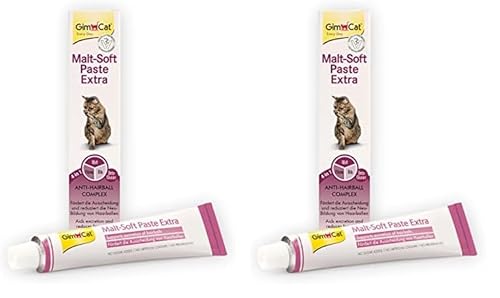 GimCat Malt-Soft Paste Extra - Anti-Hairball Katzensnack fördert Ausscheidung von Haarballen - 1 Tube (1 x 200 g) (Packung mit 2) von GimCat
