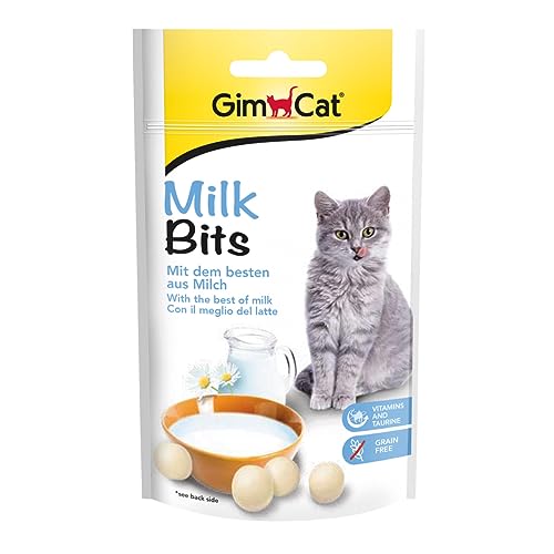 GimCat Milk Bits - Getreidefreier und vitaminreicher Katzensnack mit dem besten aus Milch - 8er Pack (8 x 40 g) von GimCat