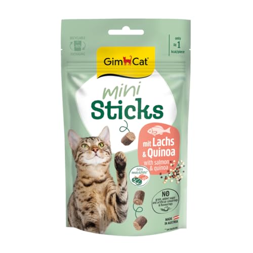 GimCat Mini Sticks Lachs & Quinoa - Kleine Häppchen für besonderen Genuss - 1 Beutel (1 x 50 g) von GimCat