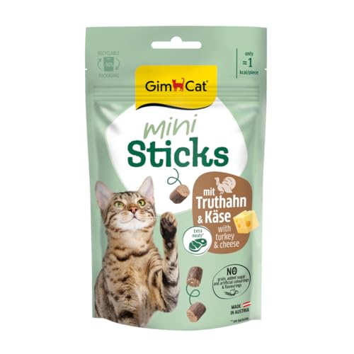GimCat Mini Sticks Truthahn & Käse - Kleine Häppchen für besonderen Genuss - 1 Beutel (1 x 50 g) von GimCat