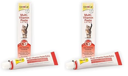 GimCat Multi-Vitamin Paste Extra - Katzensnack mit Fischöl für EIN Starkes Immunsystem und den Zellstoffwechsel - 1 Tube (1 x 200 g) (Packung mit 2) von GimCat