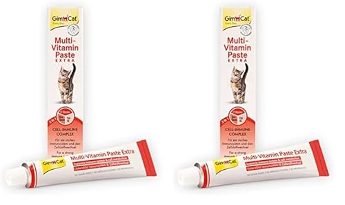 GimCat Multi-Vitamin Paste Extra - Katzensnack mit Fischöl für EIN Starkes Immunsystem und den Zellstoffwechsel - 1 Tube (1 x 50 g) (Packung mit 2) von GimCat