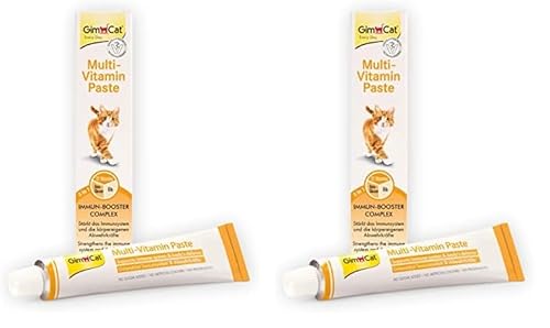 GimCat Multi-Vitamin Paste - Gesunder Katzensnack aktiviert Abwehrkräfte und stärkt das Immunsystem - 1 Tube (1 x 50 g) (Packung mit 2) von GimCat