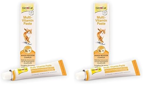 GimCat Multi-Vitamin Paste - Gesunder Katzensnack aktiviert Abwehrkräfte und stärkt das Immunsystem - 1 Tube (1 x 50 g) (Packung mit 2) von GimCat