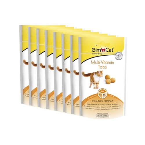 GimCat Multi-Vitamin Tabs - Funktionaler Katzensnack unterstützt Immunsystem, Herz und Augen - 8er Pack (8 x 40 g) von GimCat