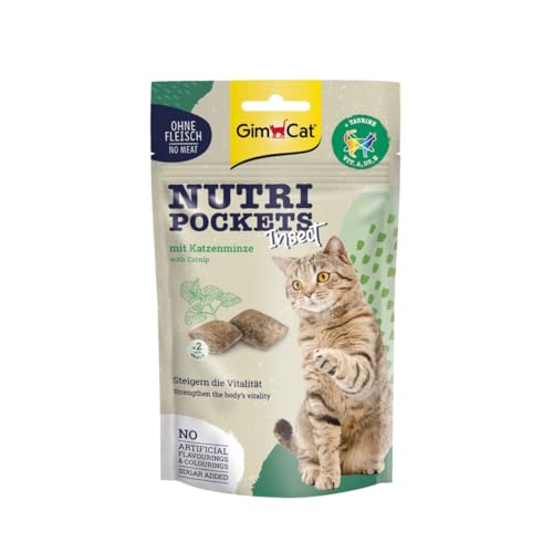 GimCat Nutri Pockets Insekt & Katzenminze - Knuspriger Katzensnack mit funktionalen Inhaltsstoffen - 1 Beutel (1 x 60 g) von GimCat