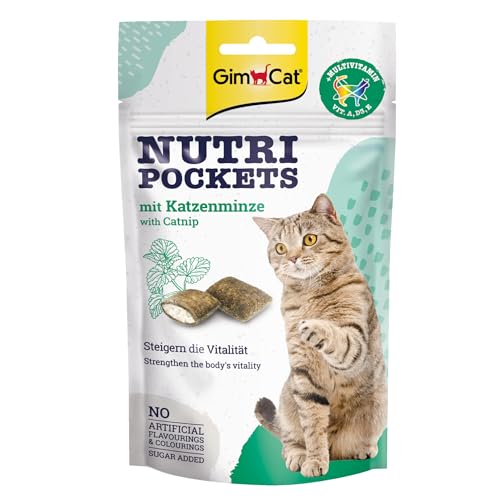 GimCat Nutri Pockets Katzenminze - Knuspriger Katzensnack mit cremiger Füllung und funktionalen Inhaltsstoffen - 1 Beutel (1 x 60 g) von GimCat