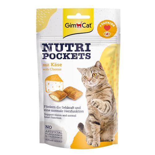 GimCat Nutri Pockets Käse - Knuspriger Katzensnack mit cremiger Füllung und funktionalen Inhaltsstoffen - 1 Beutel (1 x 60 g) von GimCat