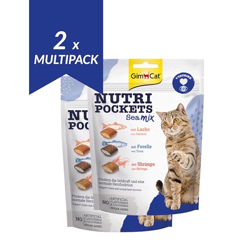 GimCat Nutri Pockets Sea Mix - Knuspriger Katzensnack mit cremiger Füllung und funktionalen Inhaltsstoffen - 1 Beutel (1 x 150 g) (Packung mit 2) von GimCat