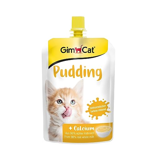 GimCat Pudding mit Calcium - Katzensnack aus echter laktosereduzierter Vollmilch für gesunde Knochen - 1 Beutel (1 x 150 g) von GimCat