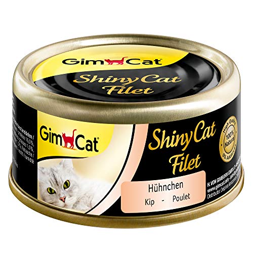 GimCat ShinyCat Filet Hühnchen - Katzenfutter mit saftigem Filet ohne Zuckerzusatz für ausgewachsene Katzen - 48 Dosen (48 x 70 g) von GimCat