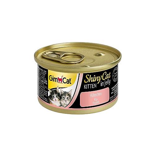 GimCat ShinyCat Kitten in Jelly Hühnchen - Nassfutter mit Fleisch und Taurin für junge Kätzchen - 24 Dosen (24 x 70 g) von GimCat