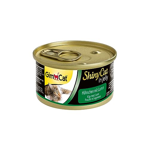 GimCat ShinyCat in Jelly Hühnchen mit Lamm - Nassfutter mit Fleisch und Taurin für Katzen - 24 Dosen (24 x 70 g) von GimCat