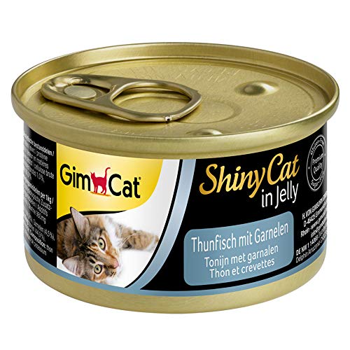 GimCat ShinyCat in Jelly Thunfisch mit Garnelen - Nassfutter mit Fisch und Taurin für Katzen - 48 Dosen (48 x 70 g) von GimCat