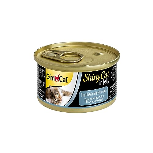 GimCat ShinyCat in Jelly Thunfisch mit Garnelen - Nassfutter mit Fisch und Taurin für Katzen - 24 Dosen (24 x 70 g) von GimCat