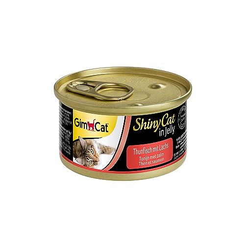 GimCat ShinyCat in Jelly Thunfisch mit Lachs - Nassfutter mit Fisch und Taurin für Katzen - 24 Dosen (24 x 70 g) von GimCat