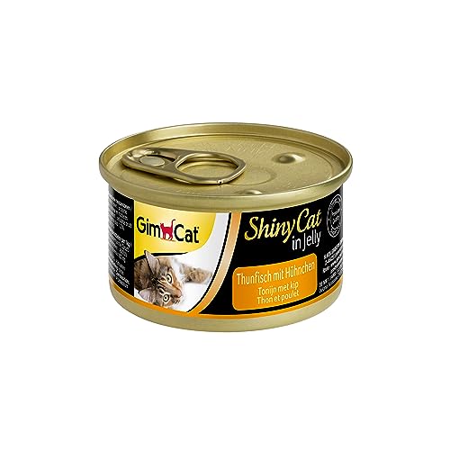 GimCat ShinyCat in Jelly Thunfisch mit Hühnchen - Nassfutter mit Fisch und Taurin für Katzen - 24 Dosen (24 x 70 g) von GimCat