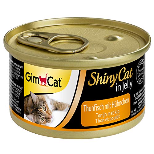 GimCat ShinyCat in Jelly Thunfisch mit Hühnchen - Nassfutter mit Fisch und Taurin für Katzen - 48 Dosen (48 x 70 g) von GimCat