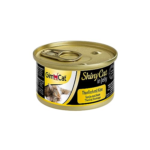 GimCat ShinyCat in Jelly Thunfisch mit Käse - Nassfutter mit Fisch und Taurin für Katzen - 24 Dosen (24 x 70 g) von GimCat