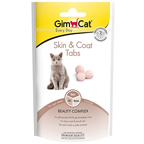 GimCat Skin & Coat Tabs - Funktionaler Katzensnack unterstützt gesundes Fell und Haut - 8er Pack (8 x 40 g) von GimCat