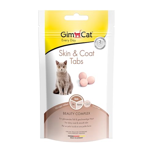 GimCat Skin & Coat Tabs - Funktionaler Katzensnack unterstützt gesundes Fell und Haut - 8er Pack (8 x 40 g) von GimCat