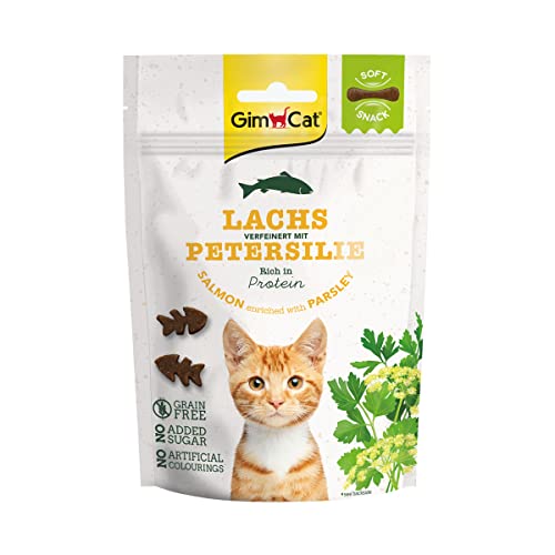 GimCat Soft Snacks Lachs mit Petersilie - Weiches und proteinreiches Katzenleckerli ohne Zuckerzusatz - 1 Beutel (1 x 60 g) von GimCat
