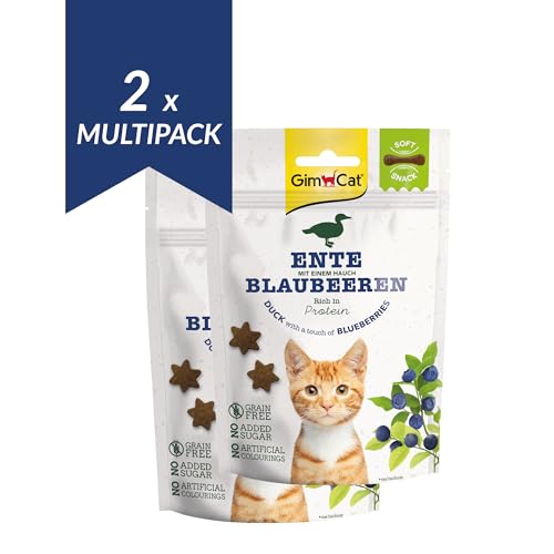 GimCat Soft Snacks Ente mit Blaubeeren - Weiches und proteinreiches Katzenleckerli ohne Zuckerzusatz - 1 Beutel (1 x 60 g) (Packung mit 2) von GimCat