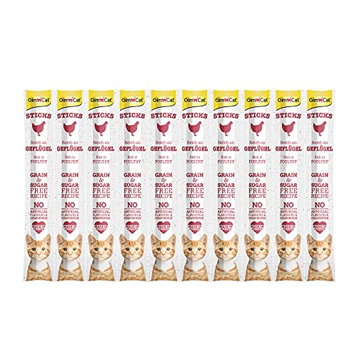 GimCat Sticks Geflügel - Softe Kaustangen mit hohem Fleischanteil und ohne Zuckerzusatz - 1 Multipack (10 Sticks) von GimCat