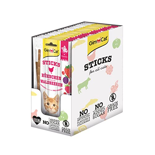 GimCat Superfood Duo-Sticks Hühnchen & Waldbeere - Softer Kausnack mit hohem Fleischanteil und Vitaminen - 24 Packungen (24 x 3 Sticks) von GimCat