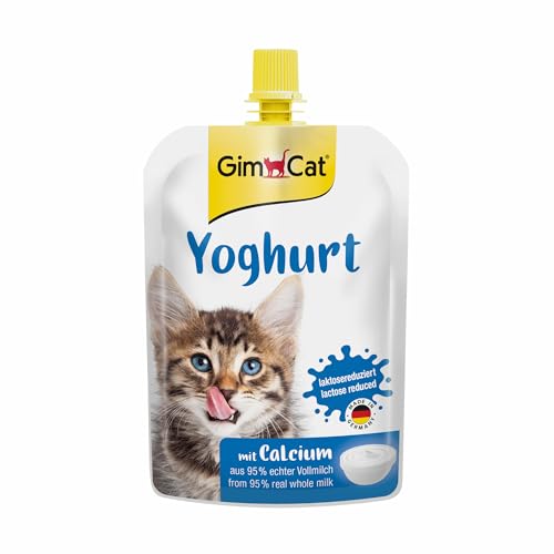 GimCat Yoghurt - Katzensnack aus echter laktosereduzierter Vollmilch mit Calcium für gesunde Knochen - 1 Beutel (1 x 150 g) von GimCat