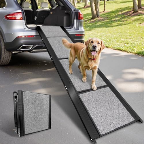 Gimars 180 cm Extra Lange Hunderampe, Tragbare & Faltbare Rampe für Hunde, rutschfeste Hunderampen für Autos, LKWs und SUVs, Hunderampe Auto Klappbar für große und mittelgroße Hunde bis zu 110 kg von Gimars
