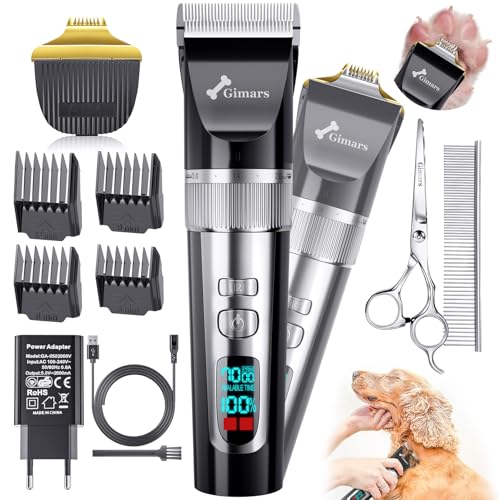 Gimars 4-in-1 Hundeschermaschine mit Hunde Trimmer, 7000 U/min Leise Hunde Schermaschinen Set, USB Aufladbare kabellose Tierhaarschneidemaschine, Schermaschine Katze Hunderasierer für dichtes Fell Gimars 4-in-1 Hundeschermaschine mit Hunde Trimmer, 7000 U/min Leise Hunde Schermaschinen Set, USB Aufladbare kabellose Tierhaarschneidemaschine, Schermaschine Katze Hunderasierer für dichtes Fell von Gimars