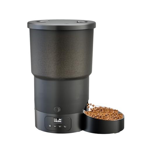 Gimars 5L Automatischer Futterspender, Programmierbar für 1-6 Mahlzeiten pro Tag, Automatischer Futterspender mit Portionskontrolle für Katzen und kleine Hunde, Einfache Einrichtung - Schwarz von Gimars