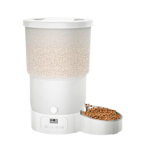 Gimars 5L Automatischer Futterspender, Programmierbar für 1-6 Mahlzeiten pro Tag, Automatischer Futterspender mit Portionskontrolle für Katzen und kleine Hunde, Einfache Einrichtung, Weiß von Gimars