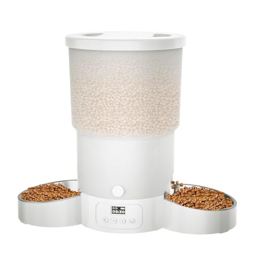 Gimars Automatischer Katzenfutterspender für 2 Katzen, 5 l, 12 Portionen, 6 Mahlzeiten pro Tag, zeitgesteuerter automatischer Katzenfutterspender mit 2 Edelstahlnäpfen, Dual-Netzteil Gimars Automatischer Katzenfutterspender für 2 Katzen, 5 l, 12 Portionen, 6 Mahlzeiten pro Tag, zeitgesteuerter automatischer Katzenfutterspender mit 2 Edelstahlnäpfen, Dual-Netzteil von Gimars