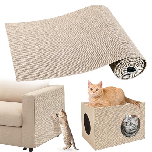 Gimars Selbstklebend Kratzmatte 200cm×40cm, Zuschnittfähig Kratzbrett Katze, Kratzschutz Sofa Katze, Katzen Kratzmatte, Kratzmatte Katze Wand, Katzenteppich Kratzschutz Möbel Für Katzen von Gimars