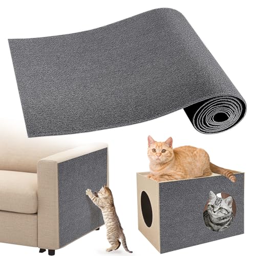 Gimars Selbstklebend Kratzmatte 200cm×40cm, DIY Kratzschutz Sofa Katze, Kratzbrett Katze, Katzen Kratzmatte, Kratzmatte Katze Wand, Katzenteppich Kratzschutz Möbel Für Katzen, Grau von Gimars