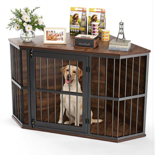Gimars Eck-Hundekäfig Möbel, Hundehütte aus Holz, Beistelltisch, dekorative Haustierkiste für den Innenbereich, Möbelstil Hundehütte für kleine mittelgroße Hunde, Hundekäfig TV-Ständer, rustikales Gimars Eck-Hundekäfig Möbel, Hundehütte aus Holz, Beistelltisch, dekorative Haustierkiste für den Innenbereich, Möbelstil Hundehütte für kleine mittelgroße Hunde, Hundekäfig TV-Ständer, rustikales von Gimars