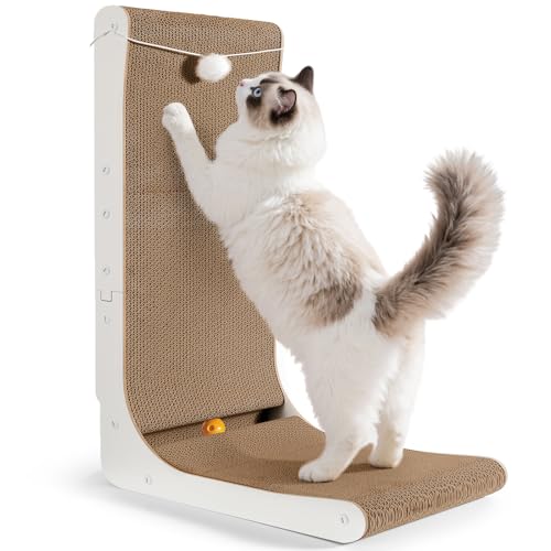 Gimars Extra Dickes und 68 cm Hohes L-förmiges Kratzbrett aus Karton für Katzen, Groß, Weiß Gimars Extra Dickes und 68 cm Hohes L-förmiges Kratzbrett aus Karton für Katzen, Groß, Weiß von Gimars