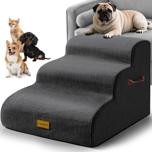 Gimars Extra breite, stabile 30D hochdichte Schaumstoff, 3-stufige Hundetreppe für Sofa, Haustiertreppe für kleine, mittelgroße Hunde, Schwarz Gimars Extra breite, stabile 30D hochdichte Schaumstoff, 3-stufige Hundetreppe für Sofa, Haustiertreppe für kleine, mittelgroße Hunde, Schwarz von Gimars
