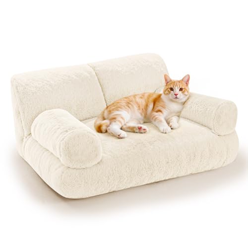 Gimars Große Katzen-Couch – 10 % mehr Füllung, Orthopädisches, Flauschiges, Waschbares Katzenbett mit Rand, abnehmbarem Bezug & Rutschfester Unterseite von Gimars