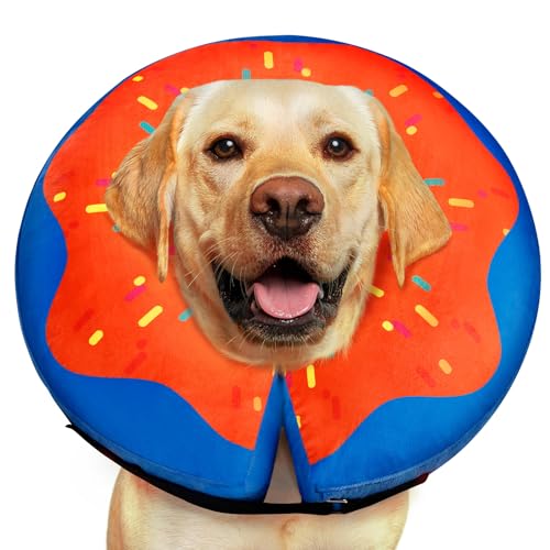 Gimars Großes aufblasbares Hundekegel-Alternative, Donut-Halsband nach Operationen, weiches Nackenkissen, Erholungskegel, elisabethanisches Halsband, Alternative für M und L, L-Hals: 30,5 cm - 45,7 cm von Gimars