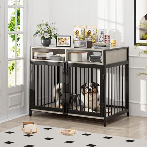 Gimars Hundebox 94×58×63 cm mit Schubladen, Robuste Innen-Hundehütte für kleine, mittelgroße & große Hunde, Möbelstil Hundekäfig, Rustikales Braun Gimars Hundebox 94×58×63 cm mit Schubladen, Robuste Innen-Hundehütte für kleine, mittelgroße & große Hunde, Möbelstil Hundekäfig, Rustikales Braun von Gimars