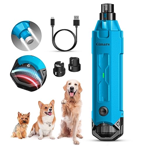 Gimars Krallenschleifer für Hunde 6-Gang Mit 2 LED-Licht, Superleise, 12000RPM Verstellbare Hunde Krallenschleifer mit USB, Geeignet für Katzen und Hunde, Blau Gimars Krallenschleifer für Hunde 6-Gang Mit 2 LED-Licht, Superleise, 12000RPM Verstellbare Hunde Krallenschleifer mit USB, Geeignet für Katzen und Hunde, Blau von Gimars